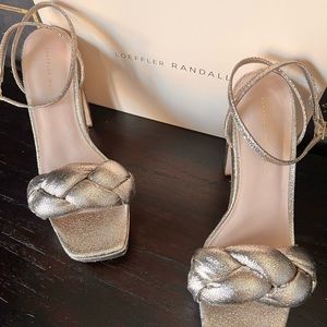 Loeffler Randall Metallic Gold Braided Platform Sandals
